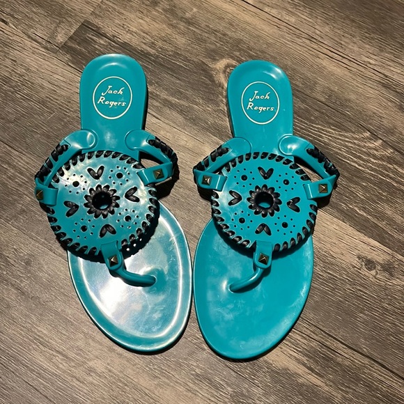 Jack Rogers Shoes - Size 8 Teal and Navy Jack Rogers Jelly Sandals.